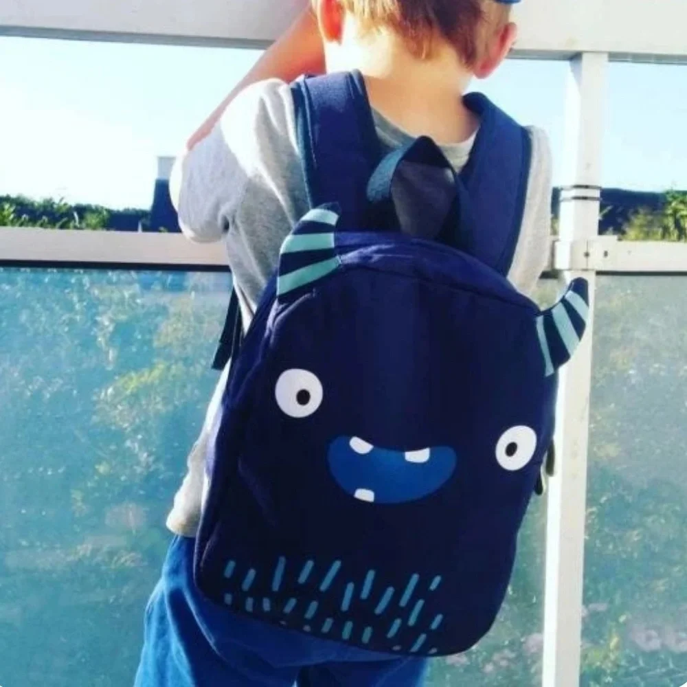 Preschool Fieldtrip Zoo Outing Travel Airplane Blue Monster Backpack ~ OS Unisex